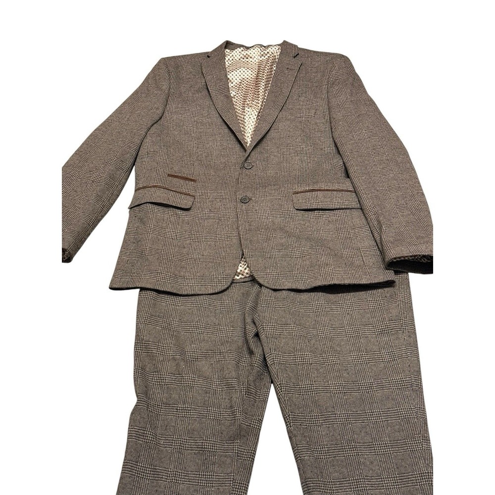 Men's TruClothing Vintage Collection 46R Blazer 40R Pants Brown & Black Preowned - Picture 8 of 12